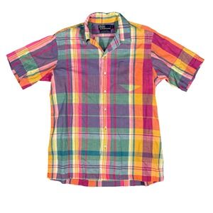 Polo Ralph Lauren Madras Plaid Short Sleeve Button Up‎ Shirt Mens Size M